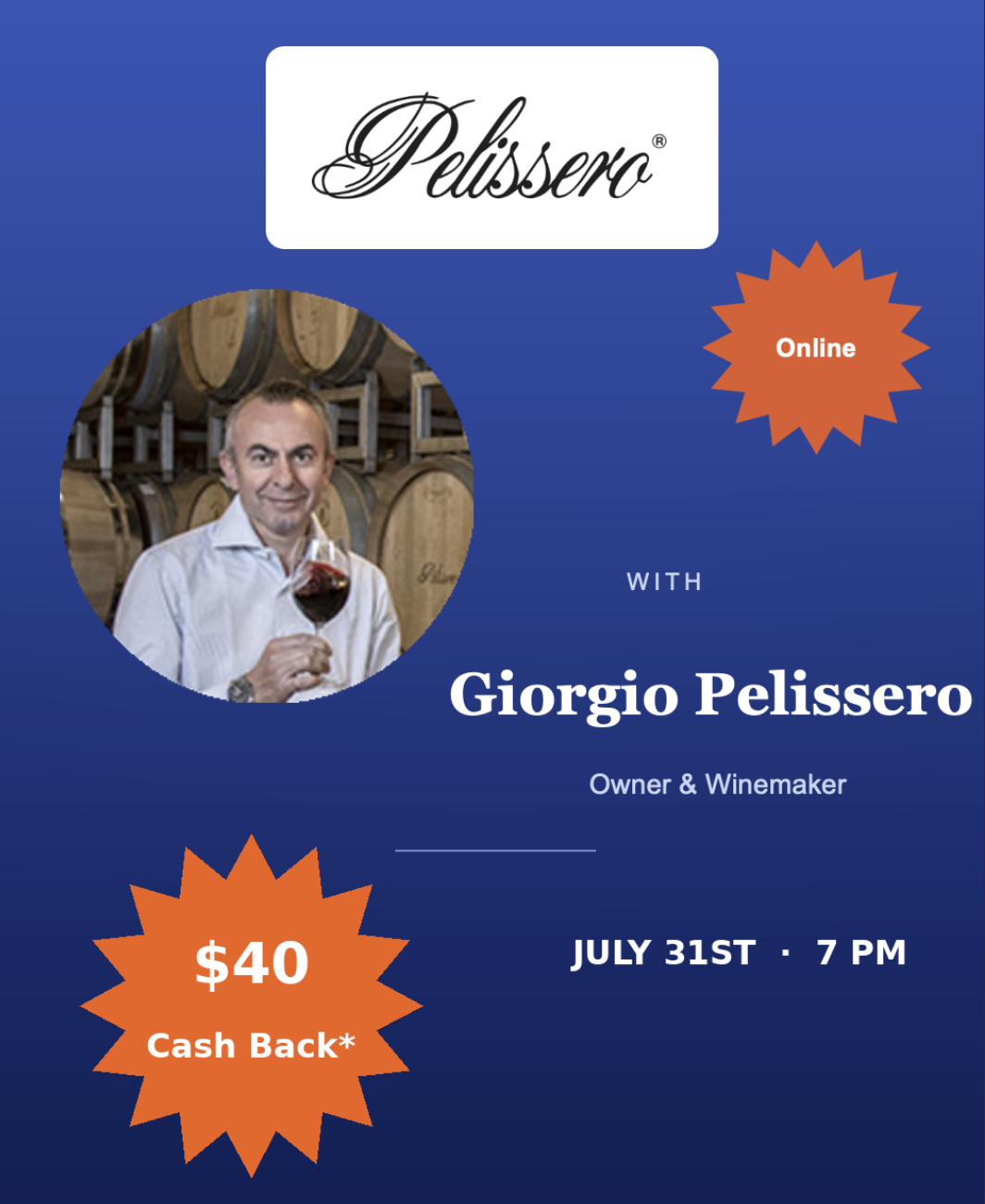 (image for) 2. Online Vintage Pelissero Barbaresco Tasting - July 31st @ 7pm with Giorgio Pelissero